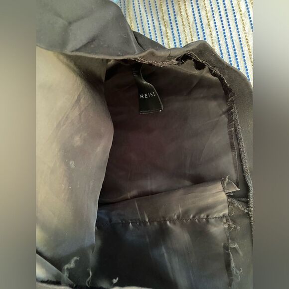 Reiss Pleated Front Black Dress Back Zip Closure Side Pockets Stretchy Sz 6 - Picture 8 of 11